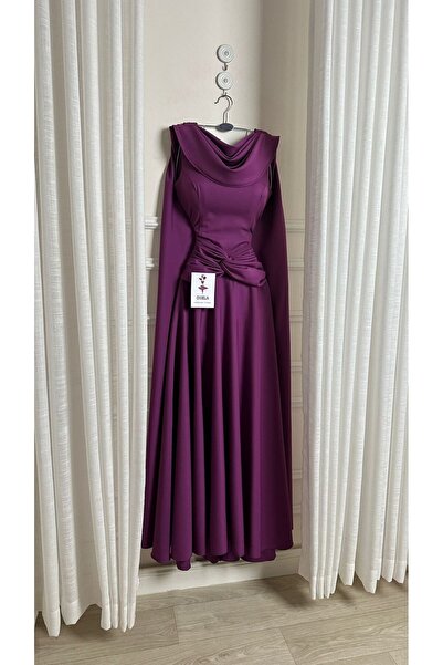 Onila Soft burgundy dress with an elegant shawl