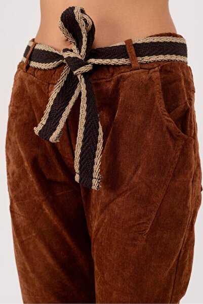 Park Moda 22036 Belt-Detail Trousers in Tubular Velvet