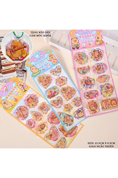UĞURDAN Kapibara 3D Sulu Kabartmalı Sticker 1 Paket (12 Adet Çıkartma) – Sevi...