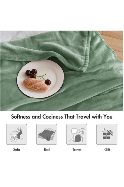 OEM MIULEE soft and fluffy fleece blanket for sofa, bed, bedroom, office, or travel, 130 x 150 cm, green