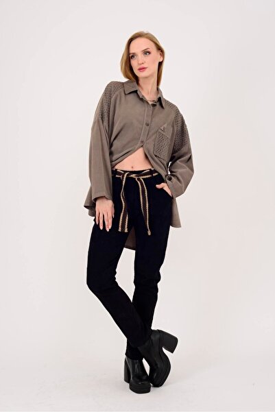 Park Moda 22036 Belt-Detail Trousers in Tubular Velvet