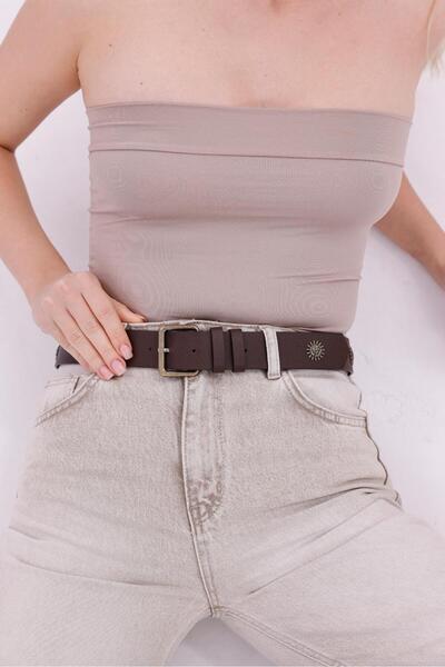 Desre Moda Sun Detailed Women's Belt Trouser Belt Jeans Belt Shirt Belt Coat Belt Dress Belt
