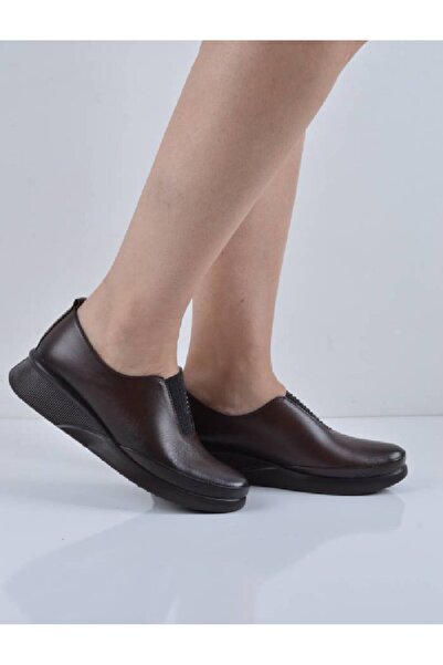 Şanslı Ayakkabıcılık Brown Wedge Sole Genuine Leather Orthopedic Boots