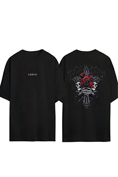 urbvn Tricou oversize negru cu imprimeu Guns Guns Design