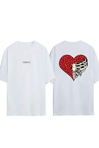 urbvn Tricou supradimensionat alb cu imprimeu Skulls Loves Design