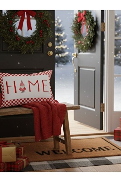 Evmila Home Pattern Christmas Velvet Rectangular Cushion Cover 35X55 cm Double Sided Printed Zippers