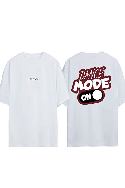 urbvn Tricou supradimensionat alb cu imprimeu Dance Mode Design
