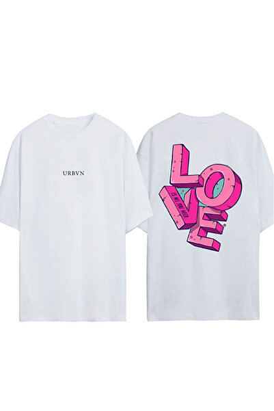 urbvn Tricou supradimensionat alb cu imprimeu Loves 9 Design