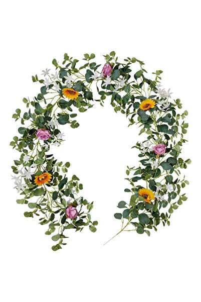 OEM Ghirlandă decorativă FLCSIed, 190 cm, cu flori și frunze de eucalipt