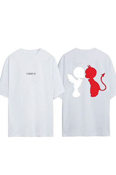 urbvn Μπλουζάκι AngelDevil Design με στάμπα σε λευκό χρώμα, oversized