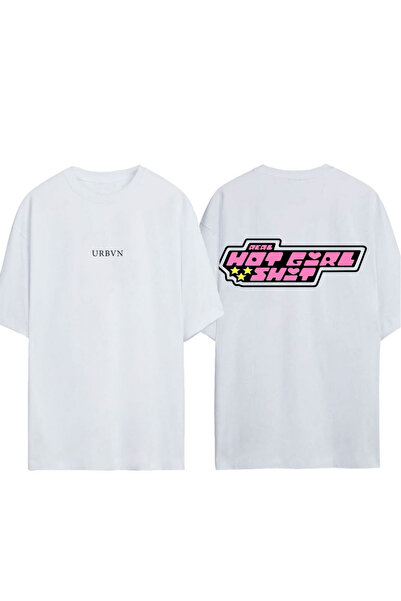 urbvn Tricou supradimensionat alb cu imprimeu PP Girls Design