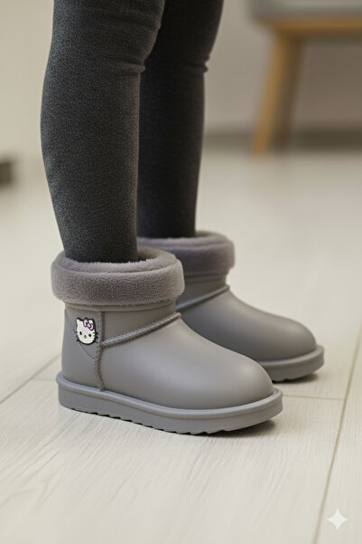 patik ayakkabı Girls' Rain Boots with Fur Lining Are Very Light.