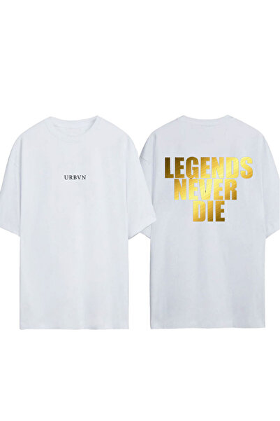 urbvn Legends Never Design Printed White Oversized T-Shirt