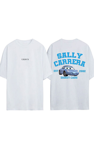 urbvn Sally Design Printed White Oversized T-Shirt