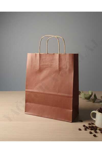 shop Kraft Karton Kağıt Çanta-Kiremit Rengi 18x8x24cm (5Adet)