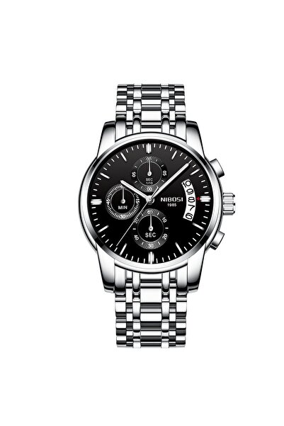 Nibosi Men's Watch Date Steel Analog Quartz Mechanism Silver