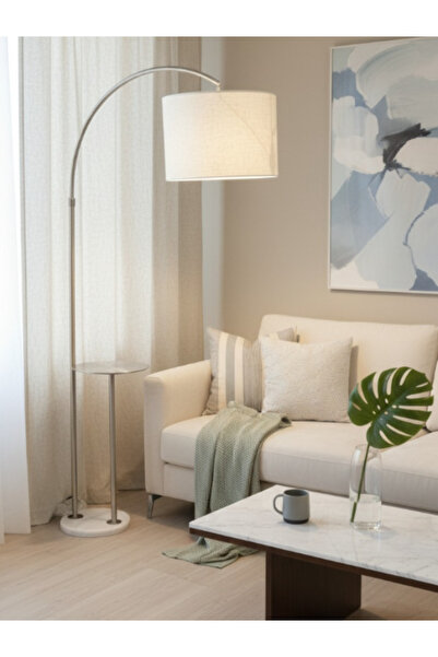 BEC49 Modern arched floor lamp with built-in side table