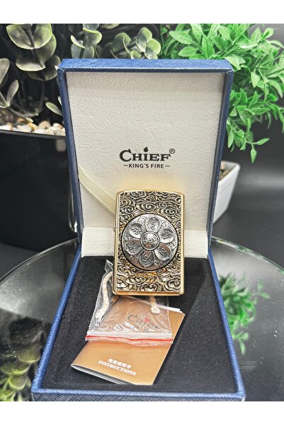 Chief Premium Özel İşçilik Stres Çarklı Benzinli Çakmak | Kabartma Plaka Detaylı Metal Gövde
