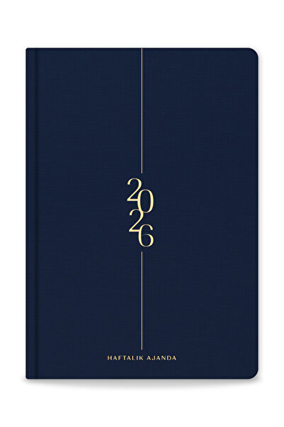 PAPERORA 2026 A5 Keten Haftalık Ajanda – 12 Aylık Lacivert
