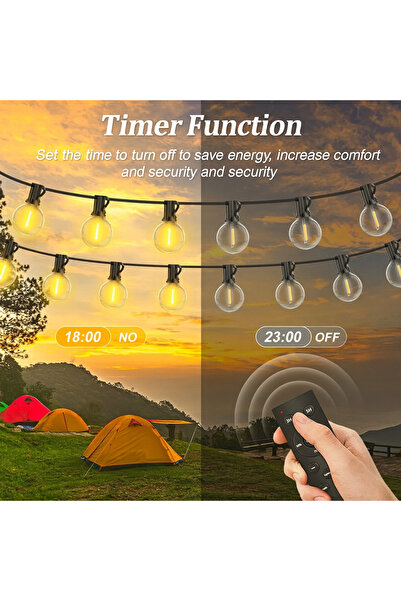 OEM String Light with Bulbs, 30 m, Dimmable, Warm Light, with Remote Control