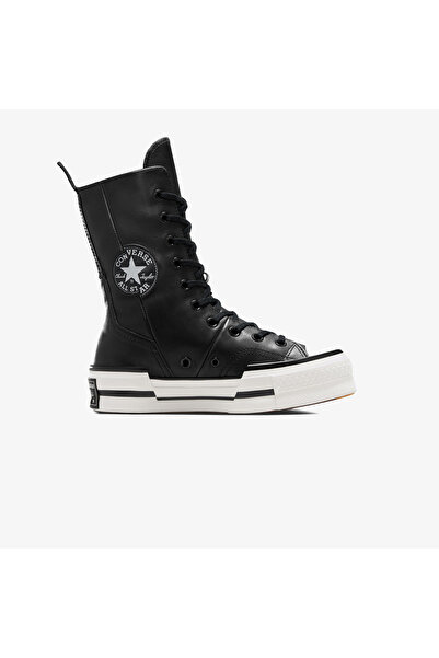Converse Chuck 70 Plus XHi Unisex Siyah Deri Platform Sneaker