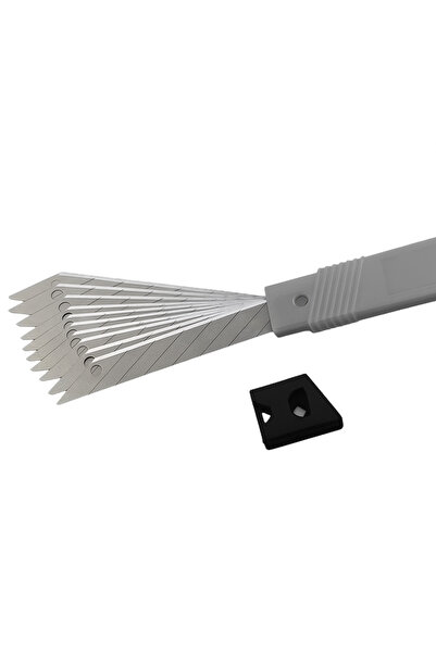 MUBX 10 Adet İnce Metal Gövdeli Cep Tipi Maket Bıçağı Ucu Falçata Ucu