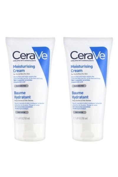 CeraVe Nemlendirici Krem Kuru Ciltler Seramid ve Hyalüronik Asit İçerikli Yüz Vücut 50ml 2 Adet