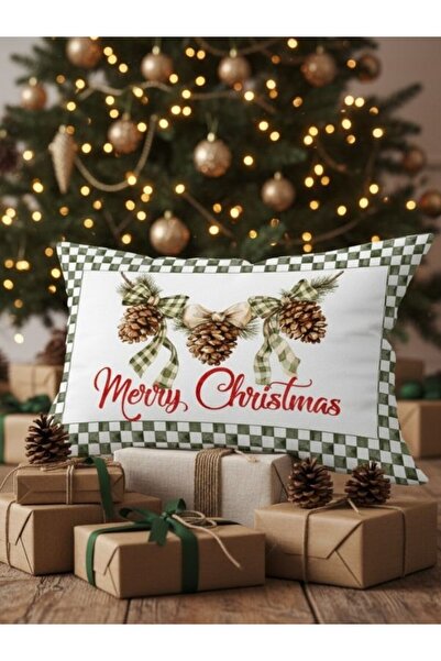 Evmila Cone Pattern Christmas Velvet Rectangular Cushion Cover 35X55 cm Double Sided Printed Zippers
