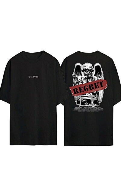 urbvn Μπλουζάκι Regret Tasarım με στάμπα, μαύρο, oversized