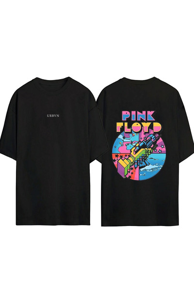 urbvn تي شيرت بينك فلويد ديزاين مطبوع أسود قصة فضفاضة