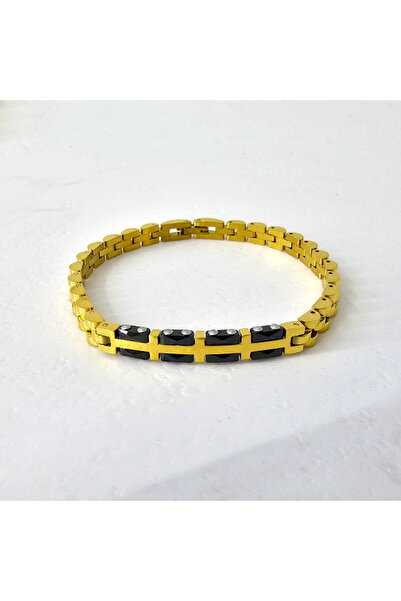 velve Bratara otel, unisex, ambalata in cutie eleganta, Auriu/Negru