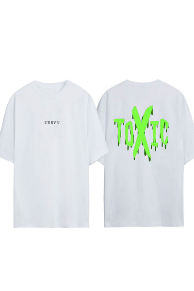 urbvn تي شيرت توكسي ديزاين مطبوع أبيض قصة فضفاضة
