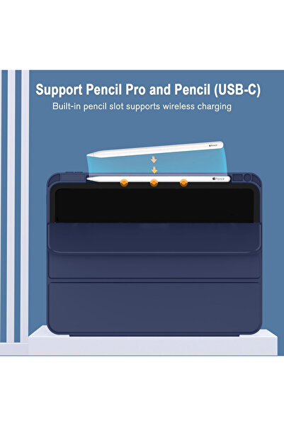 Wtech Apple iPad Pro 13 5G 2025 (M5) 13 inch Smart Flip Leather Texture with Pen Holder Case Cover