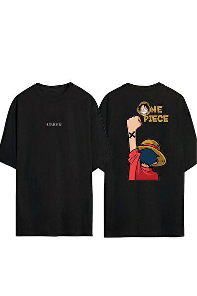 urbvn تي شيرت ون بيس 3 تصميم مطبوع أسود قصة فضفاضة
