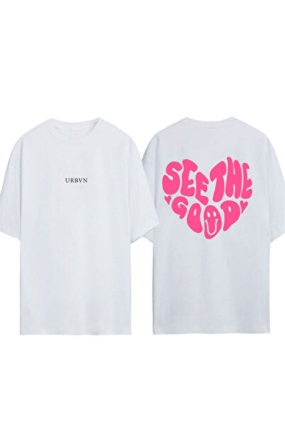 urbvn Μπλουζάκι See Good Tasarım με στάμπα, λευκό, oversized