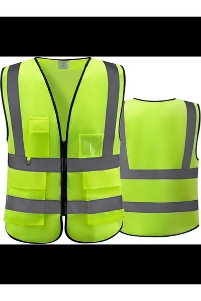 ALAYRA International سترة أمان عالية الوضوح للجنسين، متعددة الجيوب، صفراء، مق...