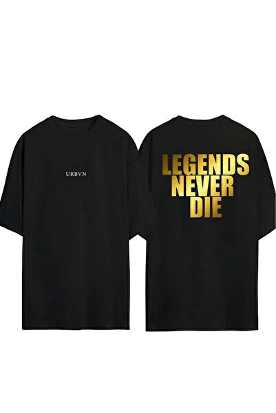urbvn Legends Never Design Printed Black Oversized t Shirt
