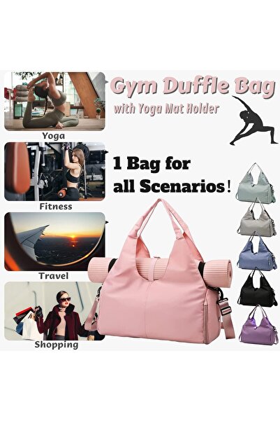 genernic HiGropcore Women's Gym Yoga Duffle Bag with Mat Carrier and Shoe Compartment (Pink)