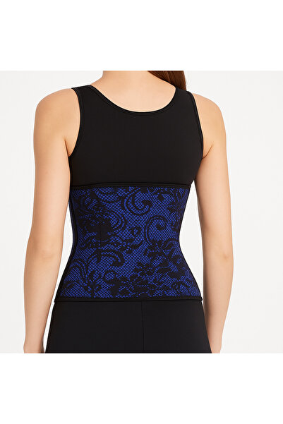 Gymmag Elegant blue lace shapewear corset with metal closure for a slimming waist effect