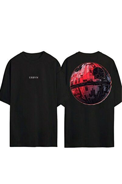 urbvn تي شيرت StarWars 5 Design مطبوع أسود قصة فضفاضة