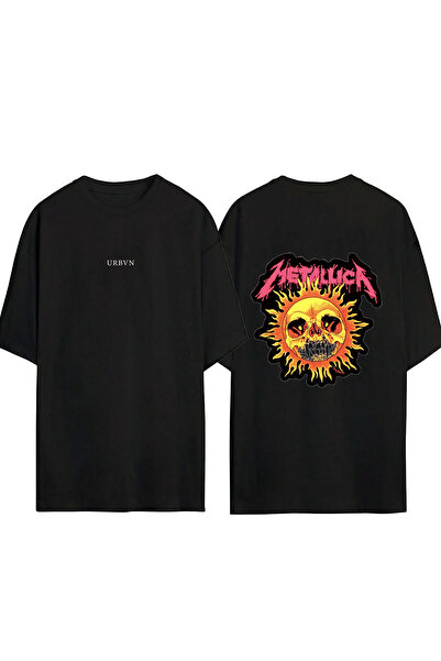 urbvn Tricou oversize negru cu imprimeu Metallica Sun Design