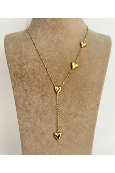 Duo Çelik kalpli y kolye