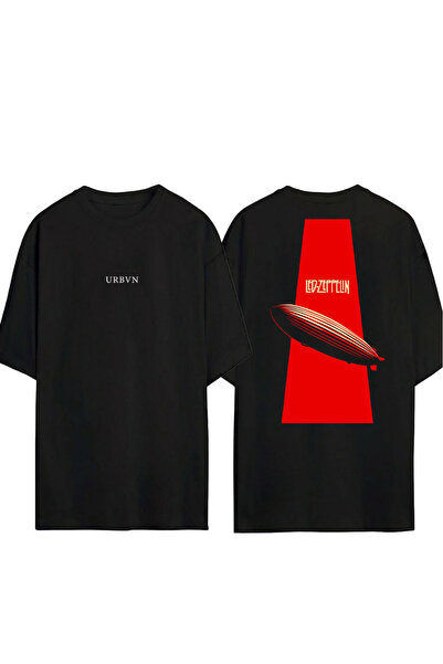 urbvn Μπλουζάκι ZEPPELIN με στάμπα σε μαύρο χρώμα, oversized