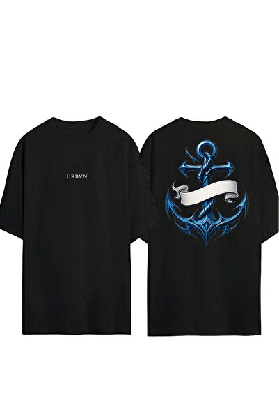 urbvn SEA 2 Μπλουζάκι με στάμπα σε μαύρο χρώμα και oversized γραμμή