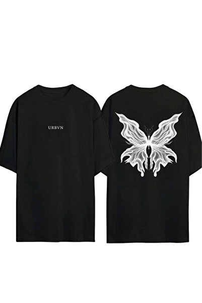 urbvn Μπλουζάκι με σχέδιο Ghost Butterfly, τυπωμένο, μαύρο, oversized