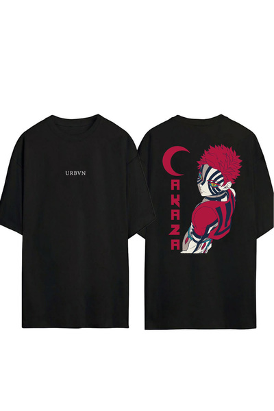 urbvn تي شيرت أكازا ديزاين مطبوع أسود قصة فضفاضة