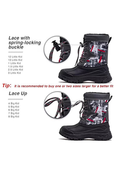 OEM Kids Boots HOBIBEAR, Waterproof, Fur Lined, Size 33, Red and Grey