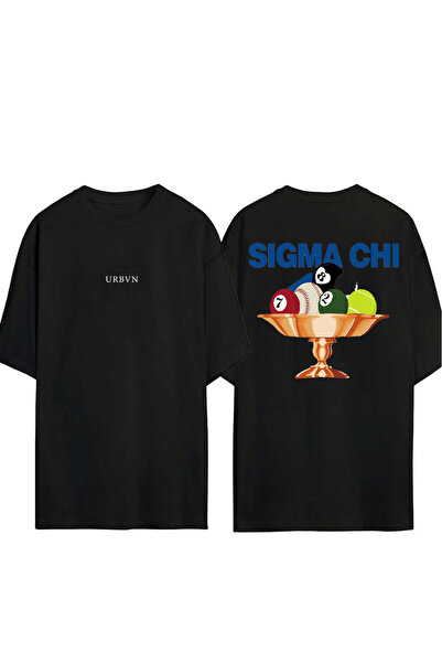 urbvn Sigma Chi Design Printed Black Oversized t Shirt