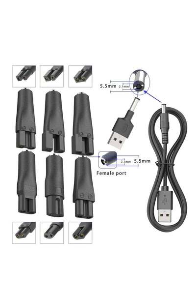 Generic 7 PCS 5V USB Replacement Charger Adapter for Hair Clippers & Shavers