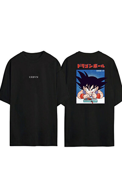 urbvn تي شيرت دراغون بول زد تصميم مطبوع أسود قصة فضفاضة
